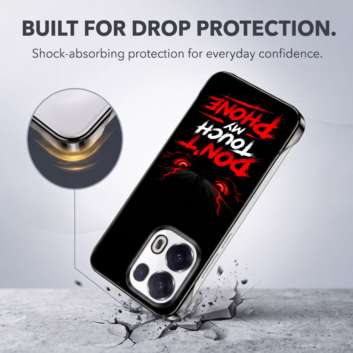Oppo Reno 13 Pro 5G Don't Touch My Phone Black Printed Frameless Back Case