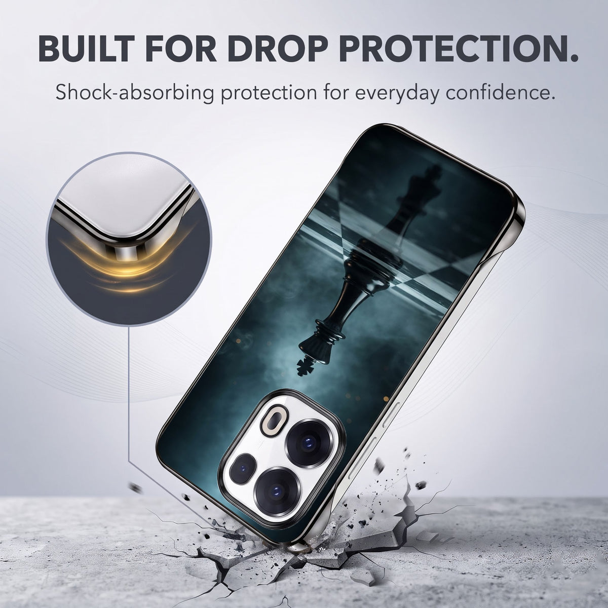 Oppo Reno 13 Pro 5G CheckMate Black Printed Frameless Back Case