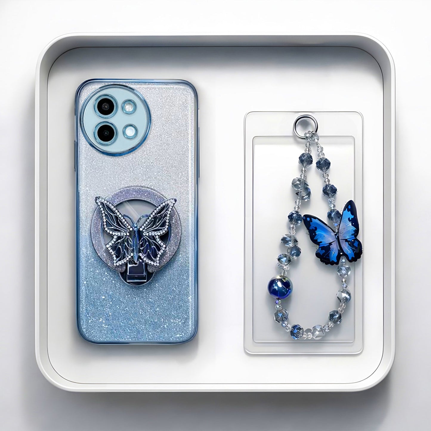 Vivo Y58 5G Stunning Shimmer Electroplating Butterfly Stand Charm Case