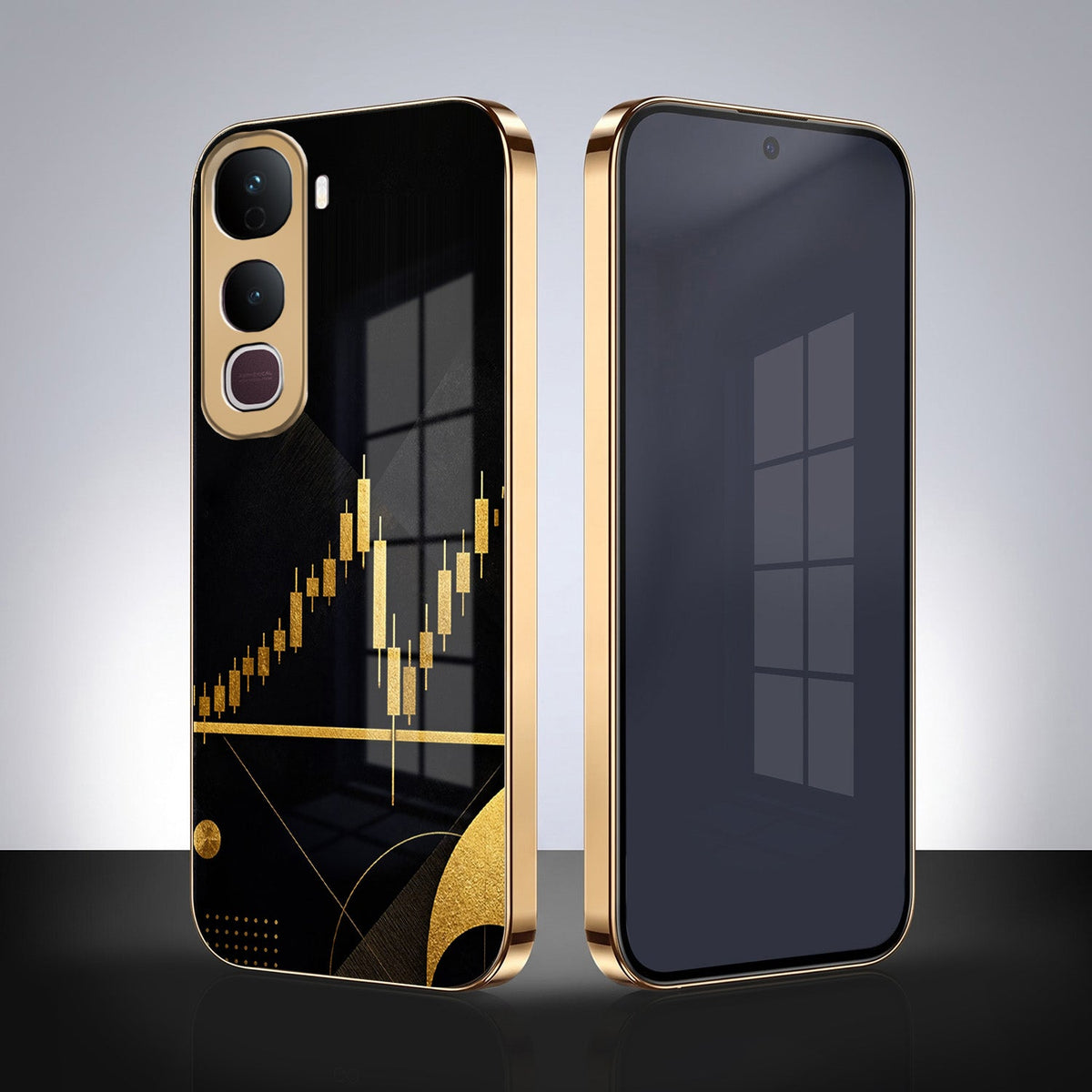 Vivo V70 FE 5G Trading Candles Gold Electroplated Glass Phone Back Case