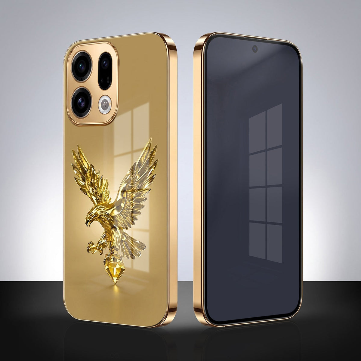 Oppo Find X9 5G Golden Eagle Gold Electroplated Glass Phone Back Case