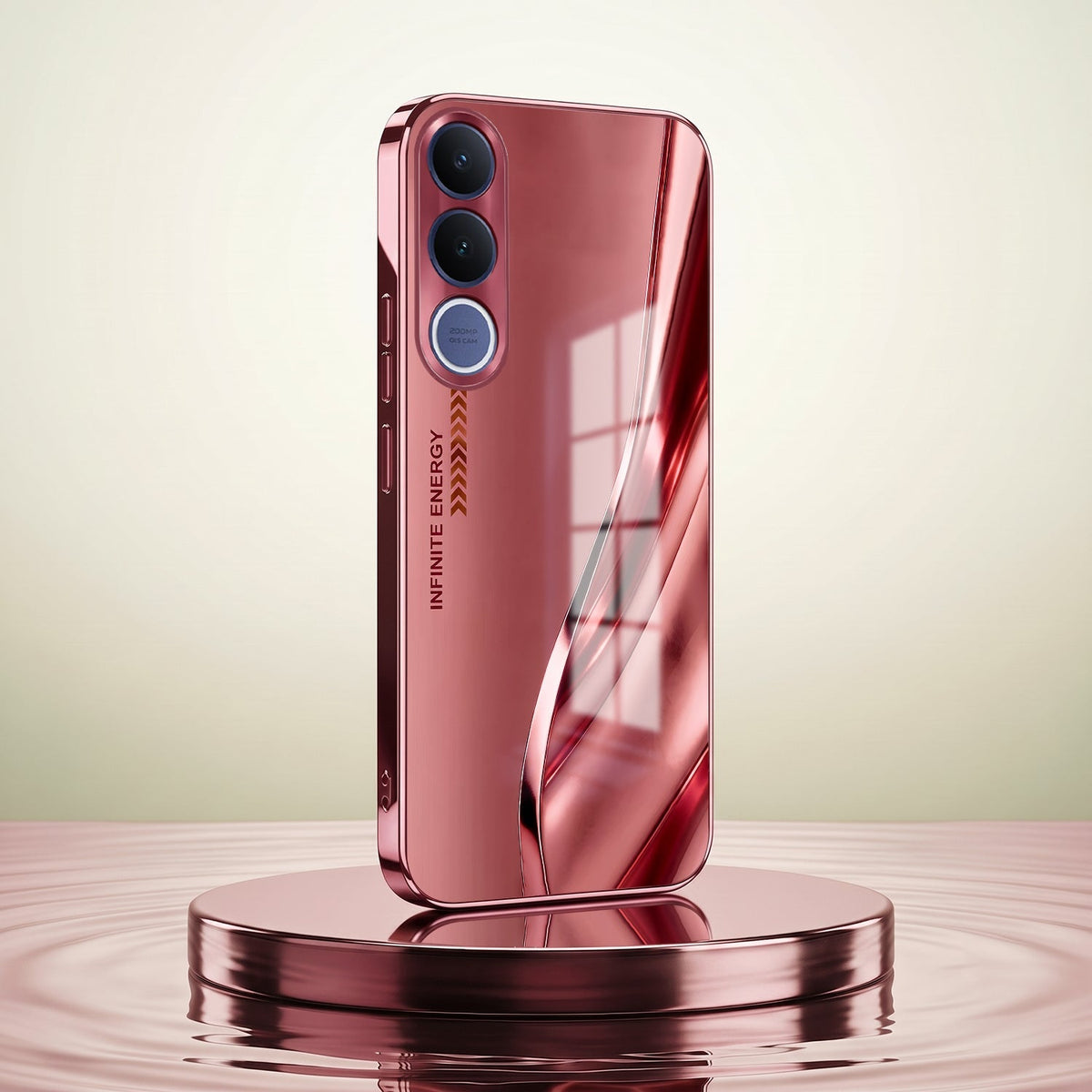 Vivo V70 FE 5G Luxury Infinity Energy Pink Electroplated Glass Phone Back Case
