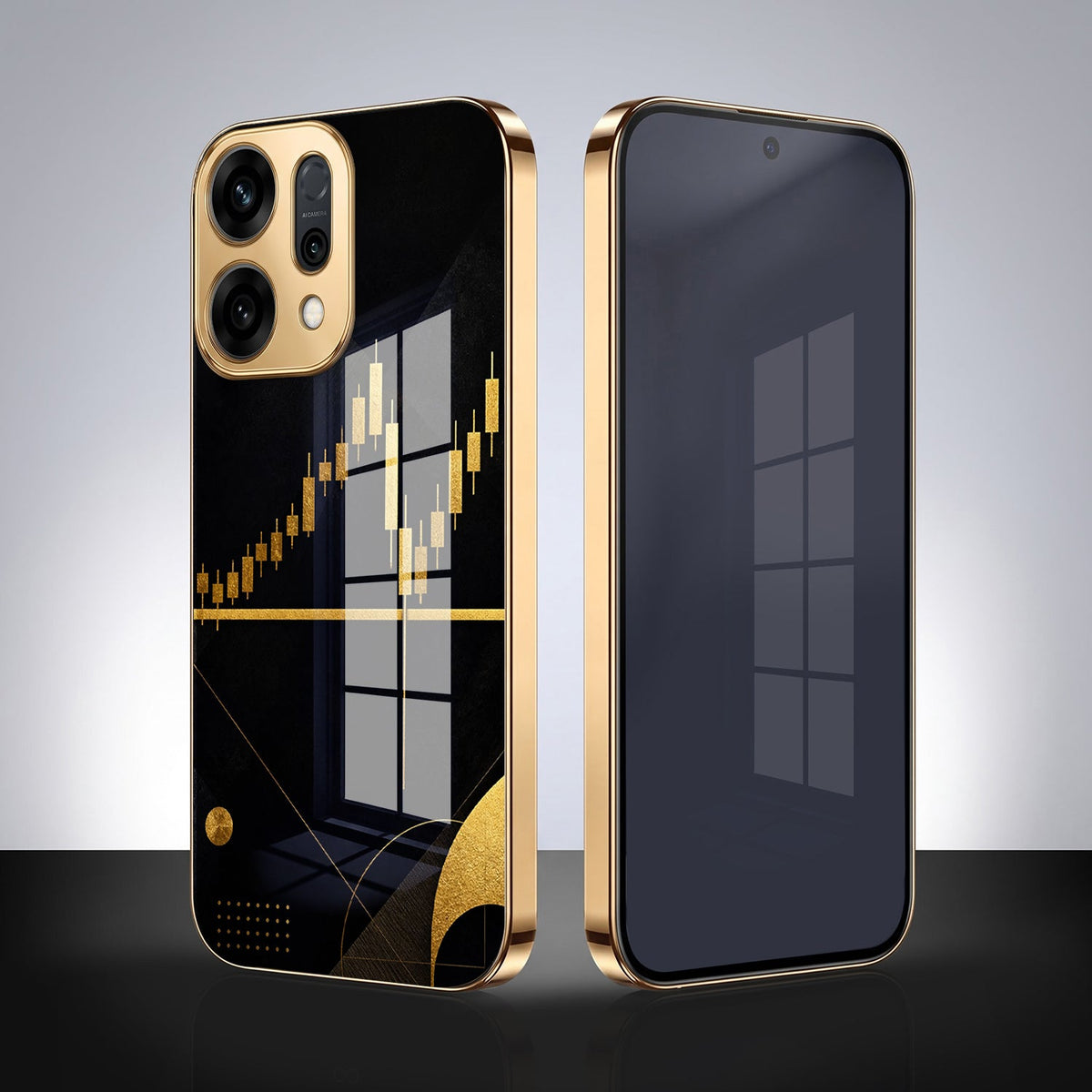 Oppo Reno 14 5G Trading Candles Gold Electroplated Glass Phone Back Case