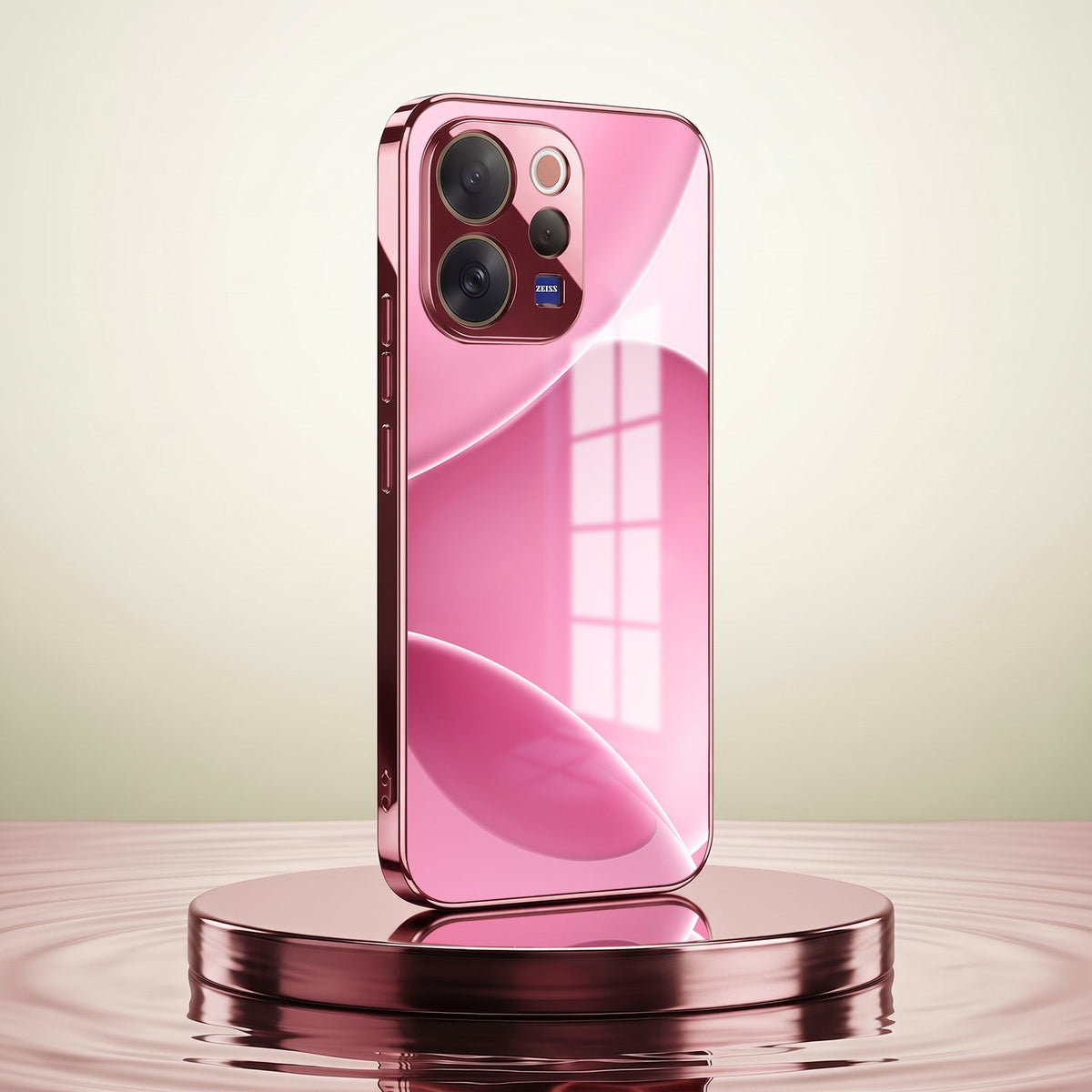 Vivo V70 5G Luxury Glossy Wave Pink Electroplated Glass Phone Back Case