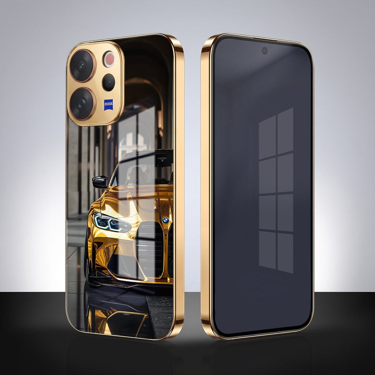 Vivo V70 5G Golden BMW Gold Electroplated Glass Phone Back Case