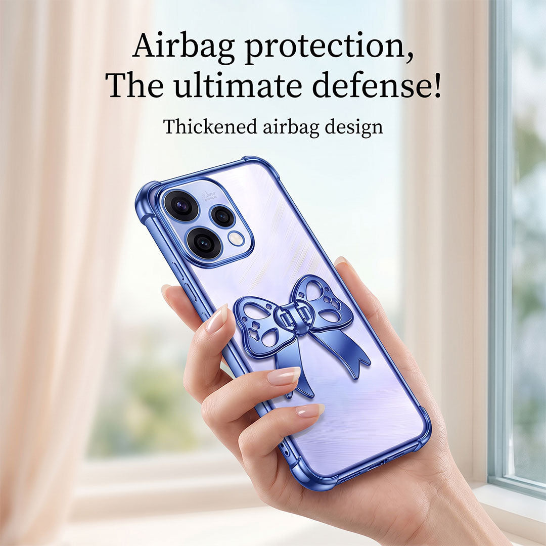 Oppo Reno 15 5G Stylish Bow Knot Stand Transparent Shockproof Airbag Phone Case