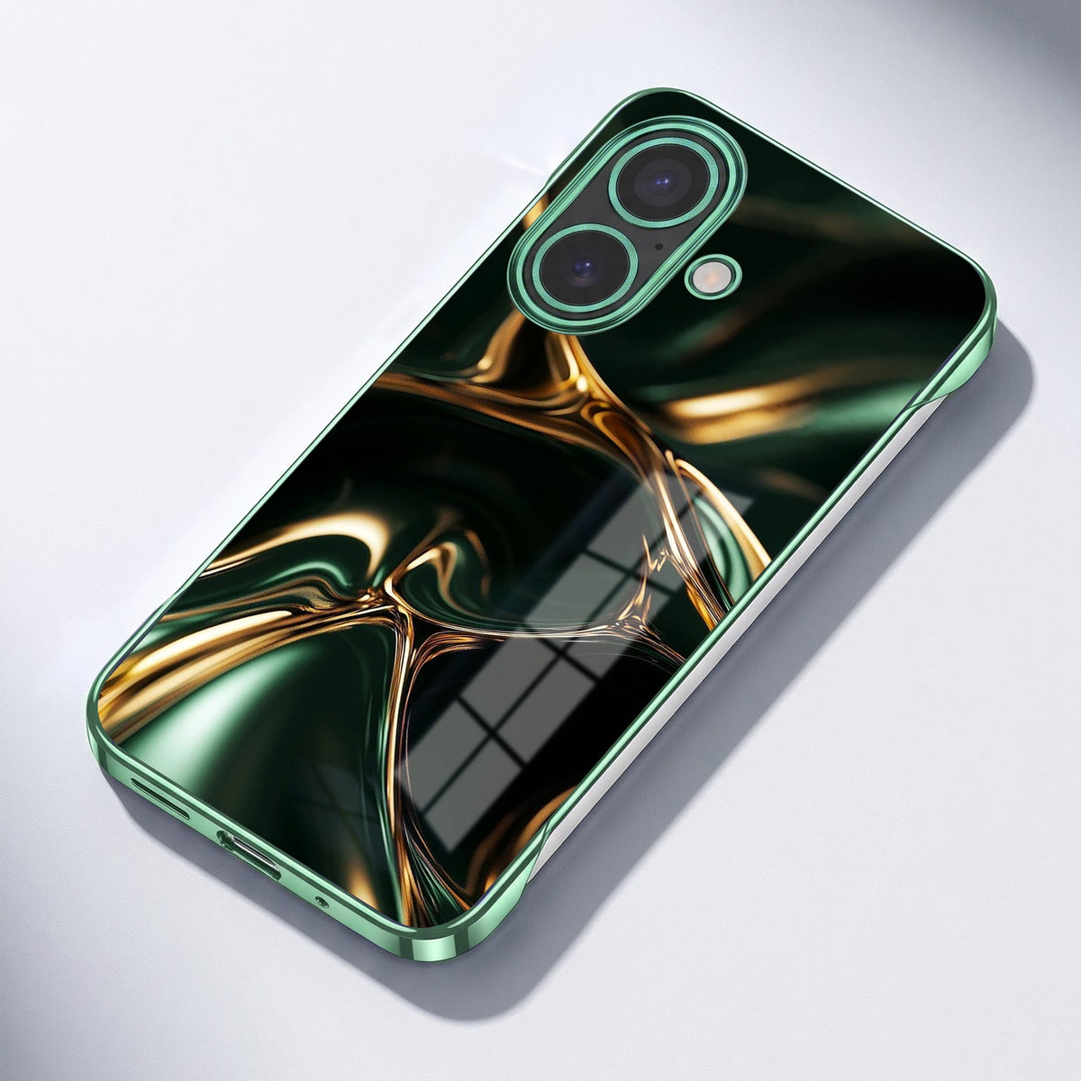 iPhone 16 Plus 5G Royal Fusion Green Printed Frameless Back Case