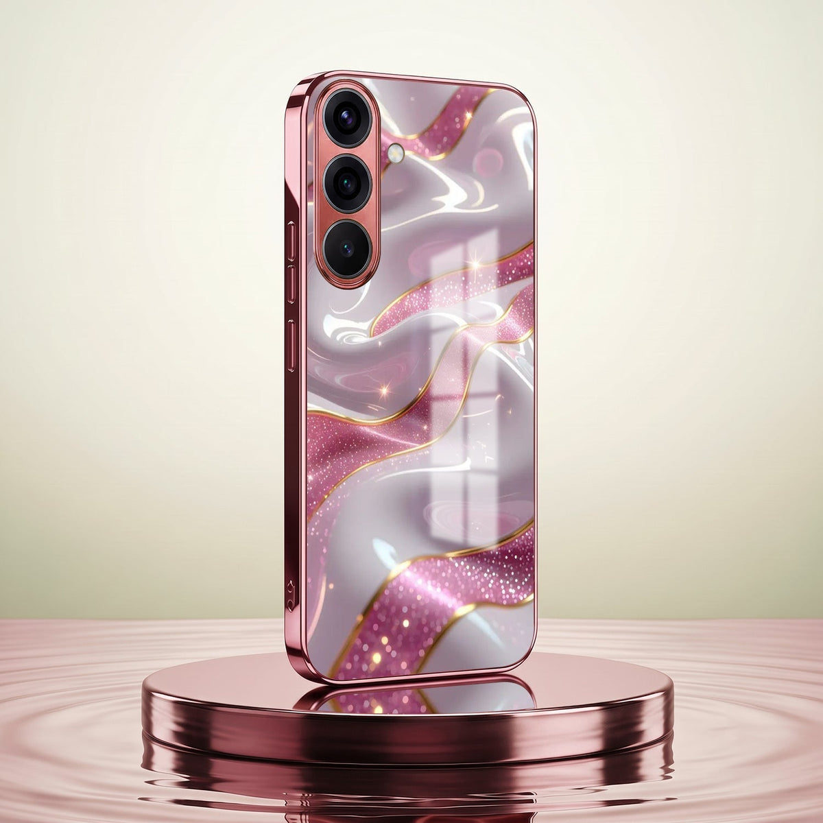 Samsung Galaxy A36 5G Pearl Marble Pink Electroplated Glass Phone Back Case
