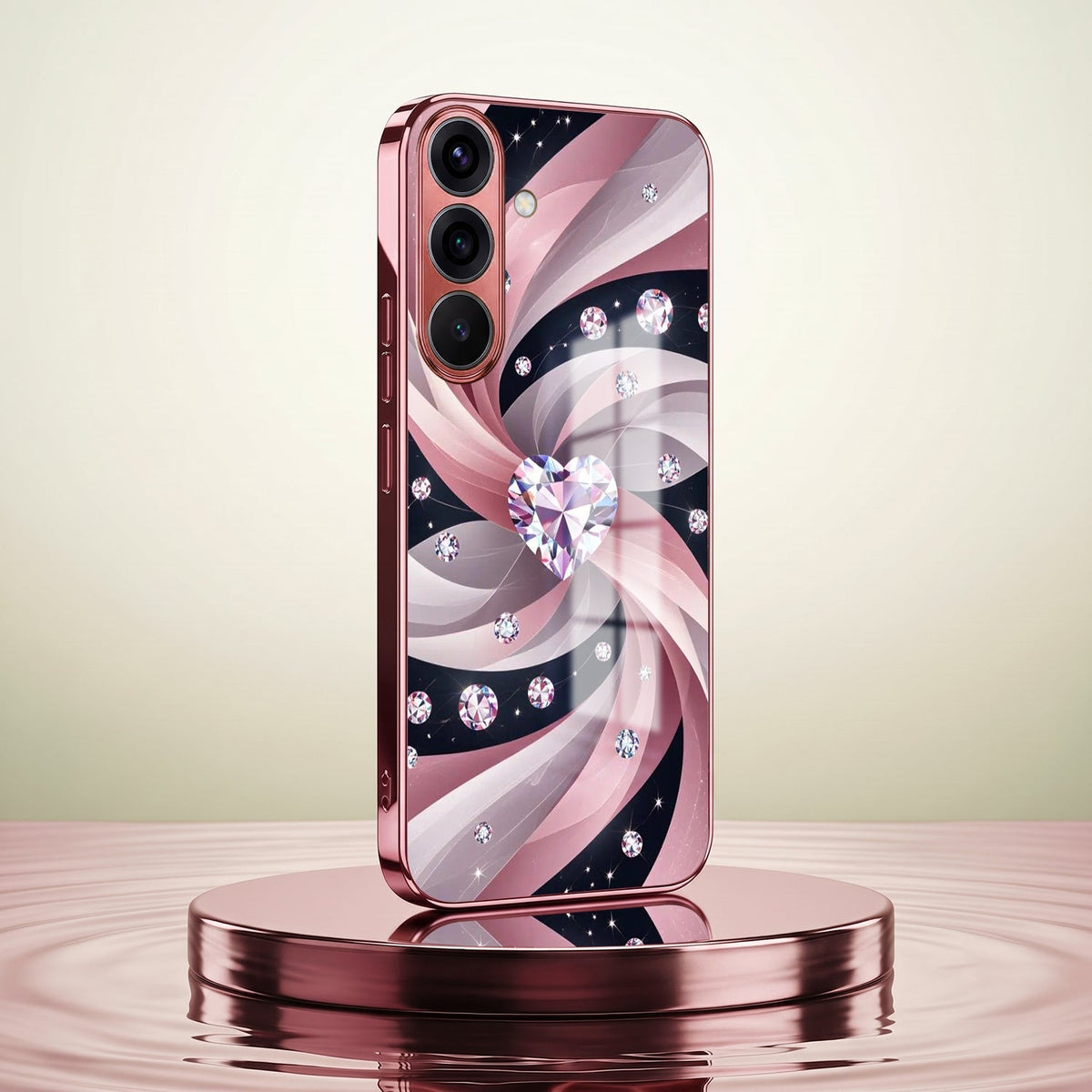 Samsung Galaxy A56 5G Diamond Glam Pink Electroplated Glass Phone Back Case