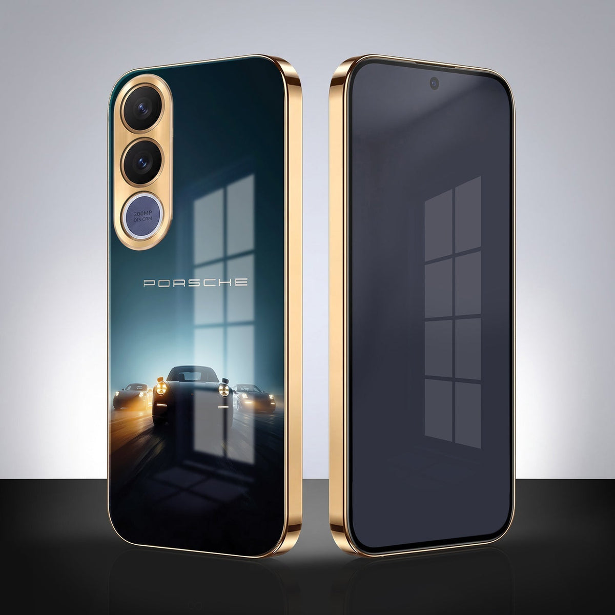 Vivo V70 FE 5G Porsche Luxury Gold Electroplated Glass Phone Back Case