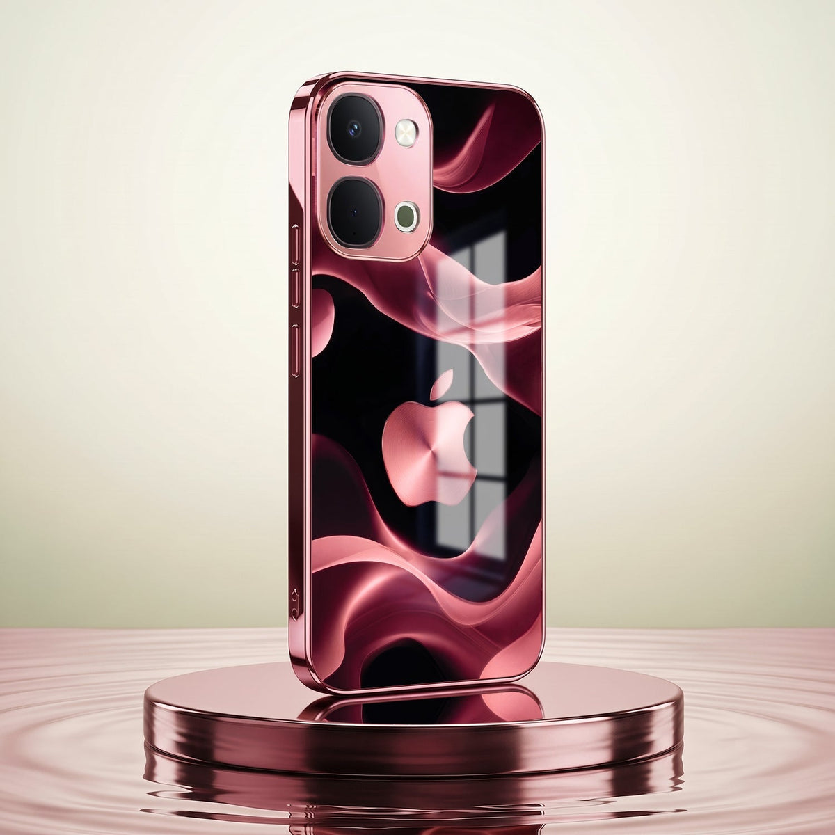 Vivo T5x 5G Luxury Wave Pink Electroplated Glass Phone Back Case