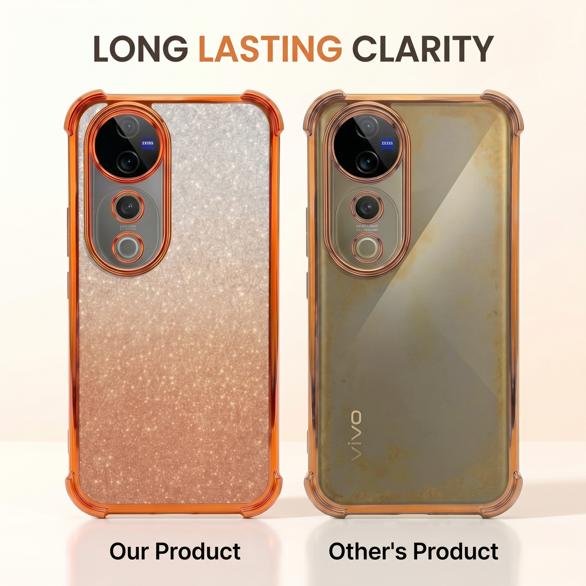 Vivo V40 Pro 5G Luxury Shockproof Shimmer Airbag Cosmic Orange Case