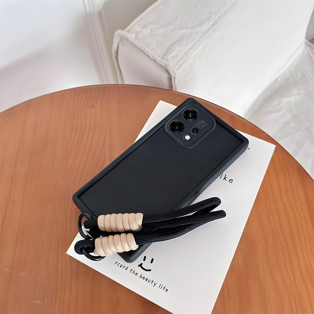 Oppo Reno 14 5G Luxury Silicone Matte Case with Wrist Strap