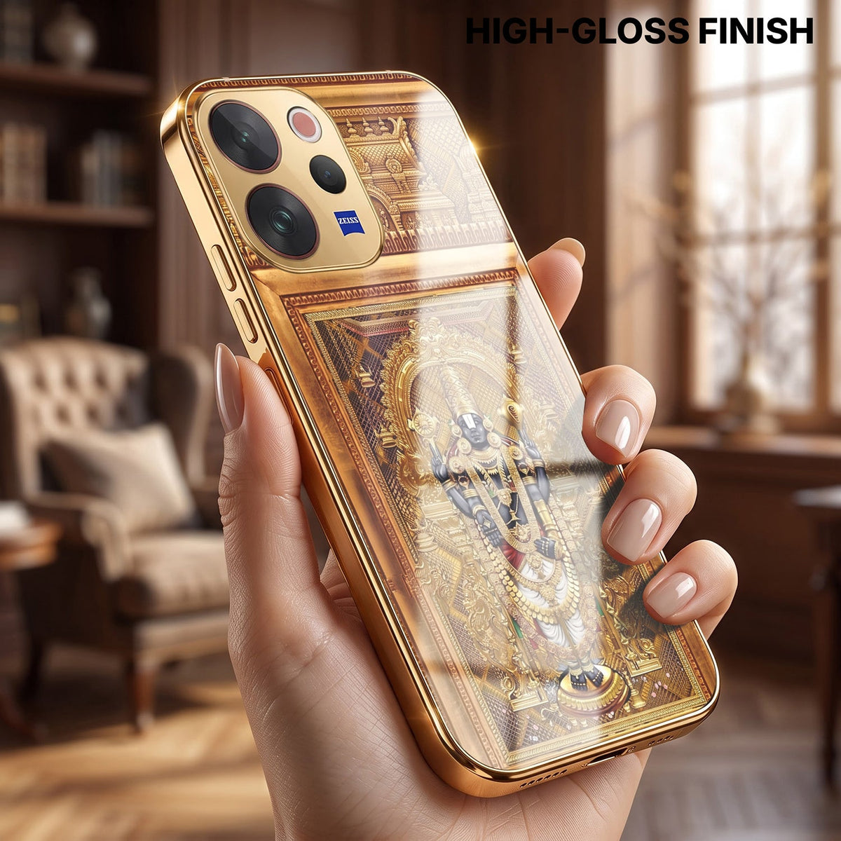 Vivo V70 5G Premium Heritage Gold Electroplated Glass Phone Back Case