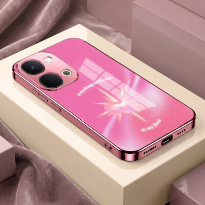 Vivo T5x 5G Luxury Shree Radha Pink Electroplated Glass Phone Back Case