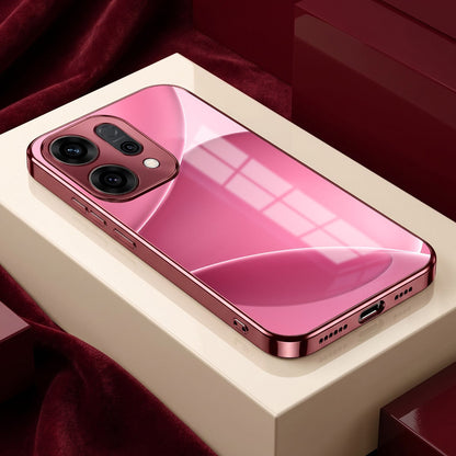 Oppo Reno 14 5G Luxury Glossy Wave Pink Electroplated Glass Phone Back Case