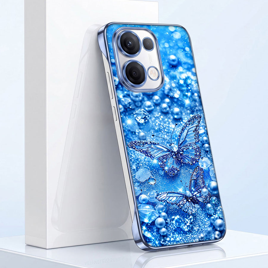 Oppo Reno 13 5G Butterfly Blue Printed  Frameless Back Case