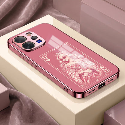 Vivo V70 5G Luxury Royal Queen Pink Electroplated Glass Phone Back Case