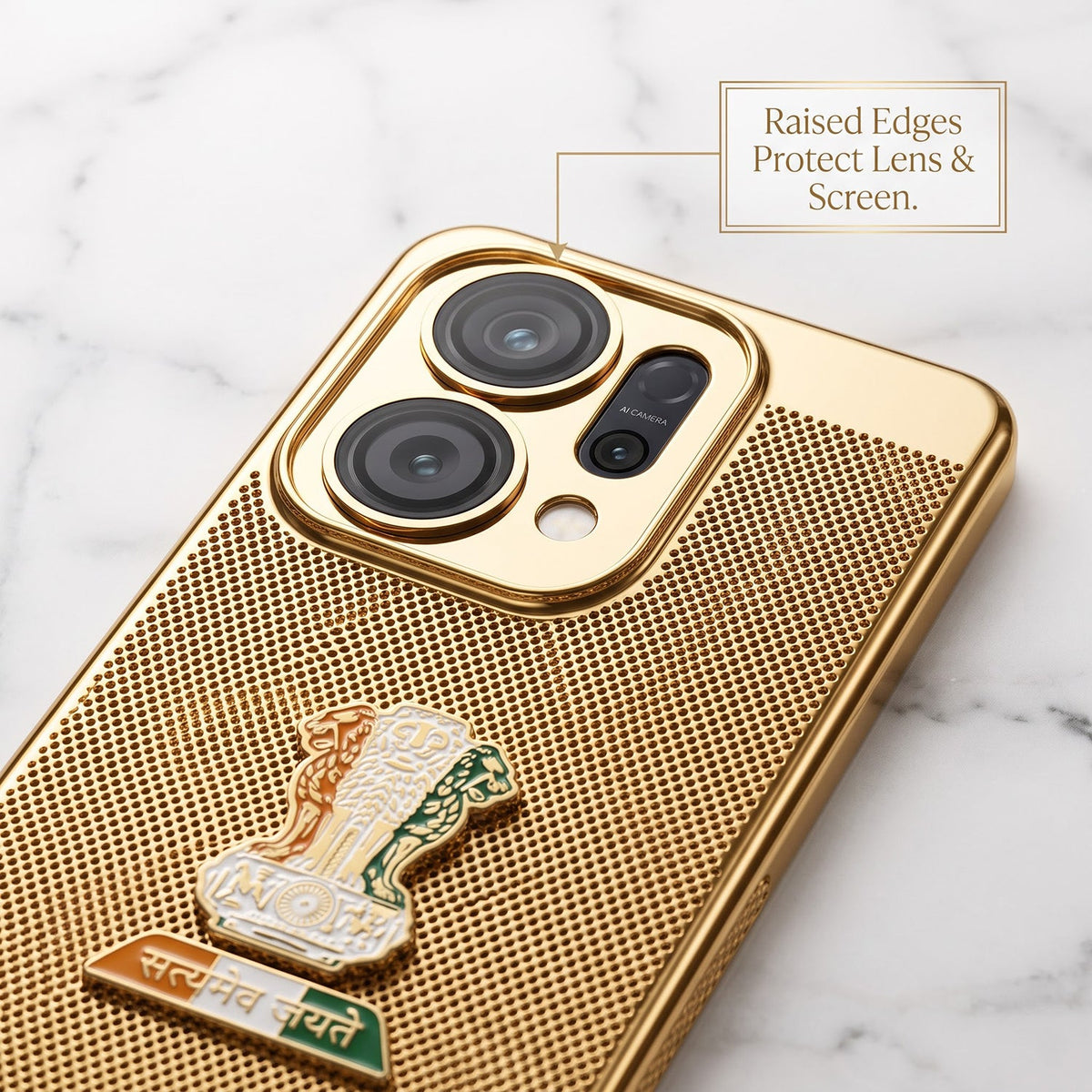 Oppo Reno 14 5G Tri-Color Satyamev Jayate Mesh Electroplated Heat Dissipation Case