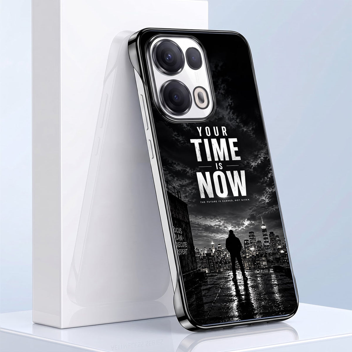 Oppo Reno 13 Pro 5G Your Time Black Printed  Frameless Back Case