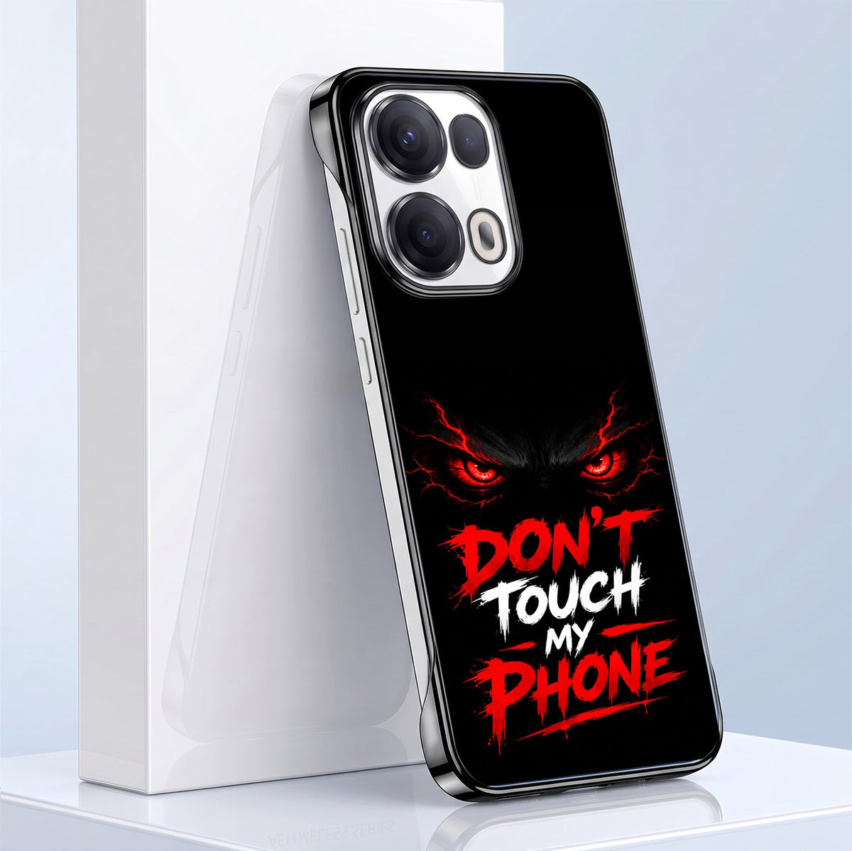 Oppo Reno 13 Pro 5G Don't Touch My Phone Black Printed Frameless Back Case