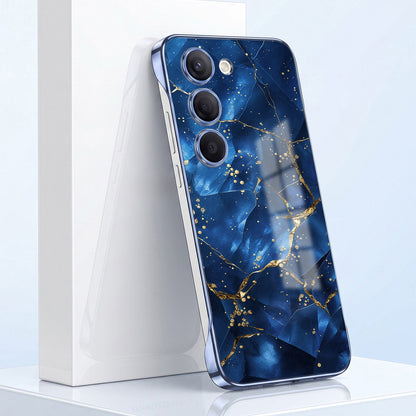 Samsung Galaxy S23+ 5G Marbel Gold Blue Printed  Frameless Back Case