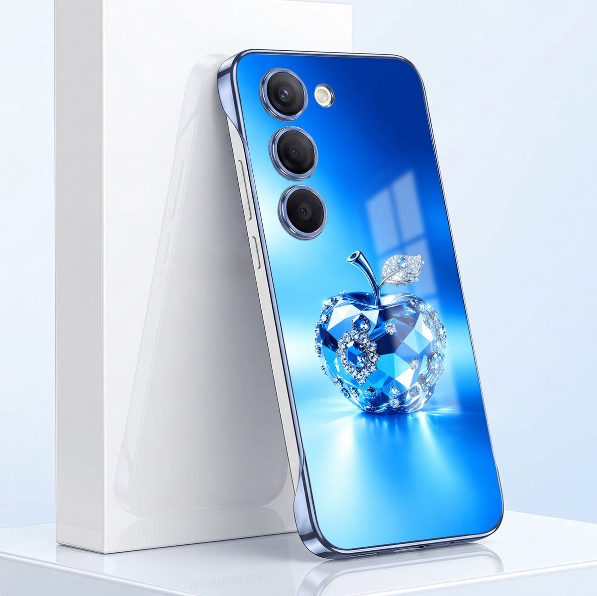 Samsung Galaxy S23+ 5G Luxery Apple Blue Printed  Frameless Back Case