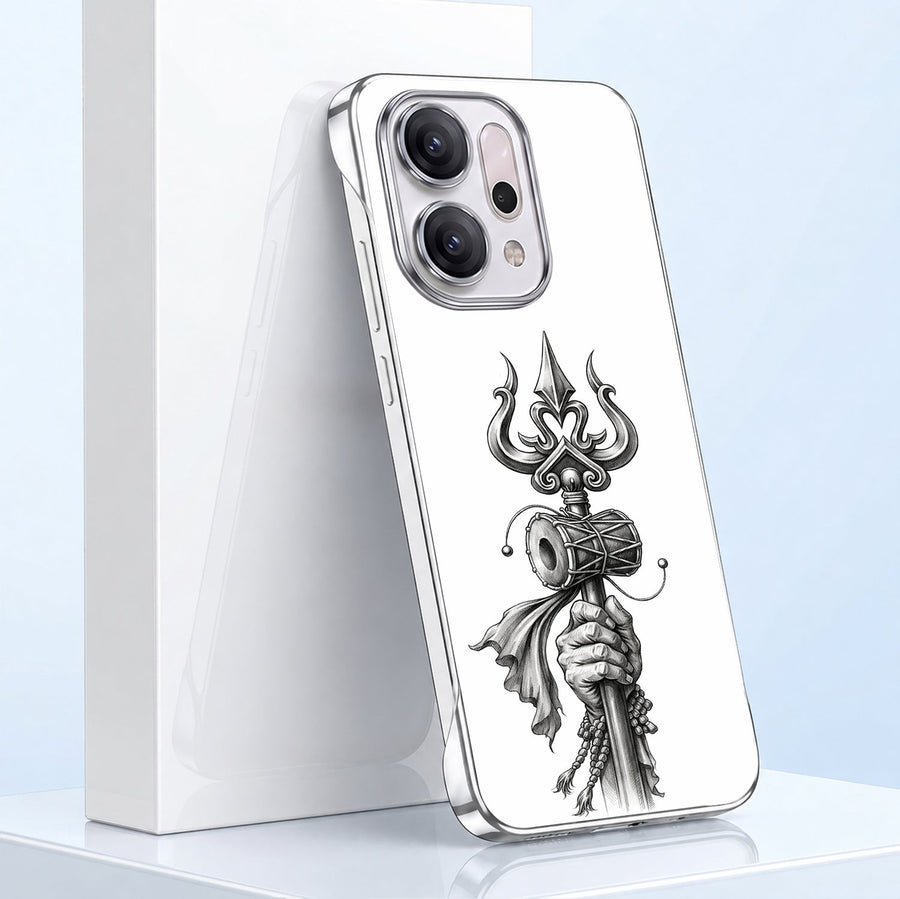 Oppo Reno 14 5G Trisul White Printed  Frameless Back Case