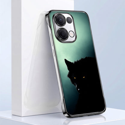 Oppo Reno 13 5G Wild Wolf Black Printed  Frameless Back Case