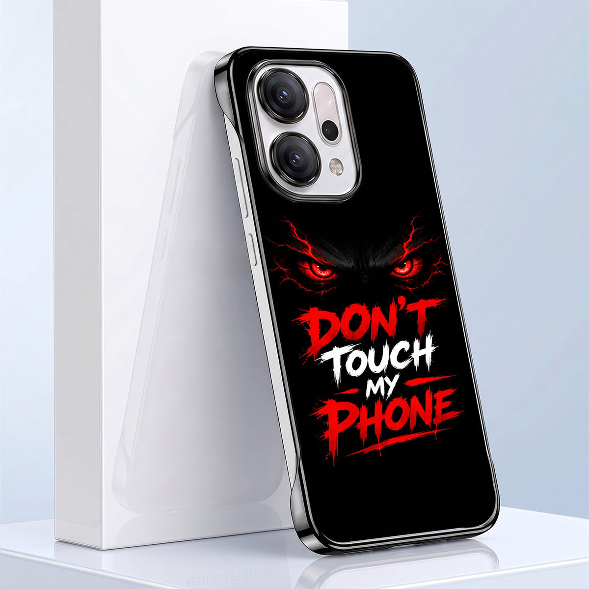 Oppo Reno 14 5G Don't Touch My Phone Black Printed Frameless Back Case