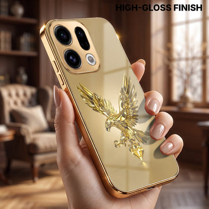 Oppo Find X9 5G Golden Eagle Gold Electroplated Glass Phone Back Case