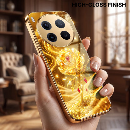 Vivo X300 Pro 5G Golden Rose Elegance Gold Electroplated Glass Phone Back Case