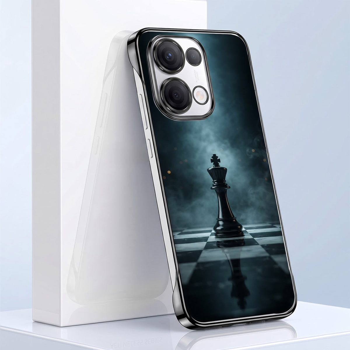 Oppo Reno 13 5G CheckMate Black Printed  Frameless Back Case