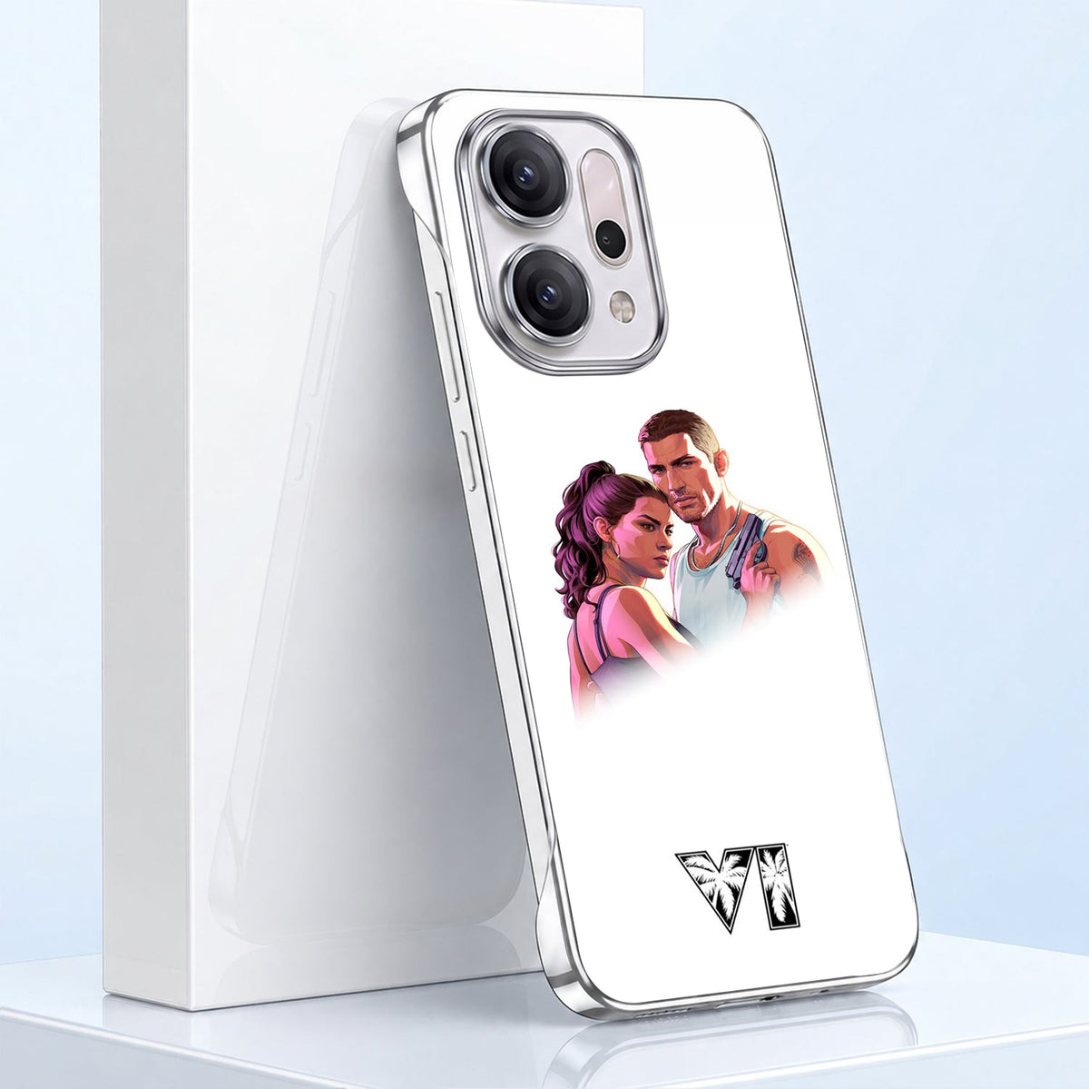 Oppo Reno 14 5G Vibe Shield White Printed  Frameless Back Case