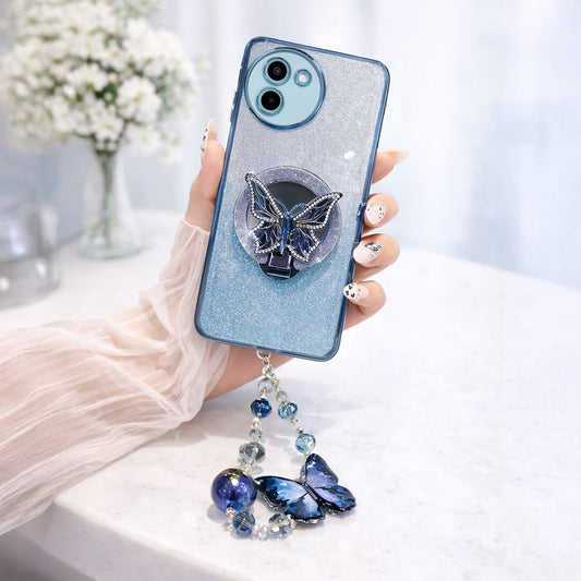 Vivo T3x 5G Stunning Shimmer Electroplating Butterfly Stand Charm Case
