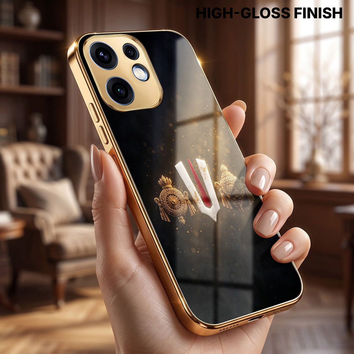 Oppo Reno 16 5G Royal Heritage Edition Gold Electroplated Glass Phone Back Case