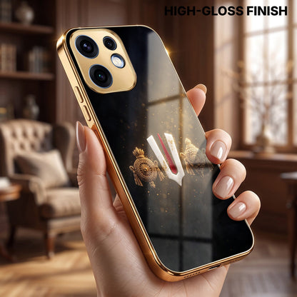 Oppo Reno 16 5G Royal Heritage Edition Gold Electroplated Glass Phone Back Case