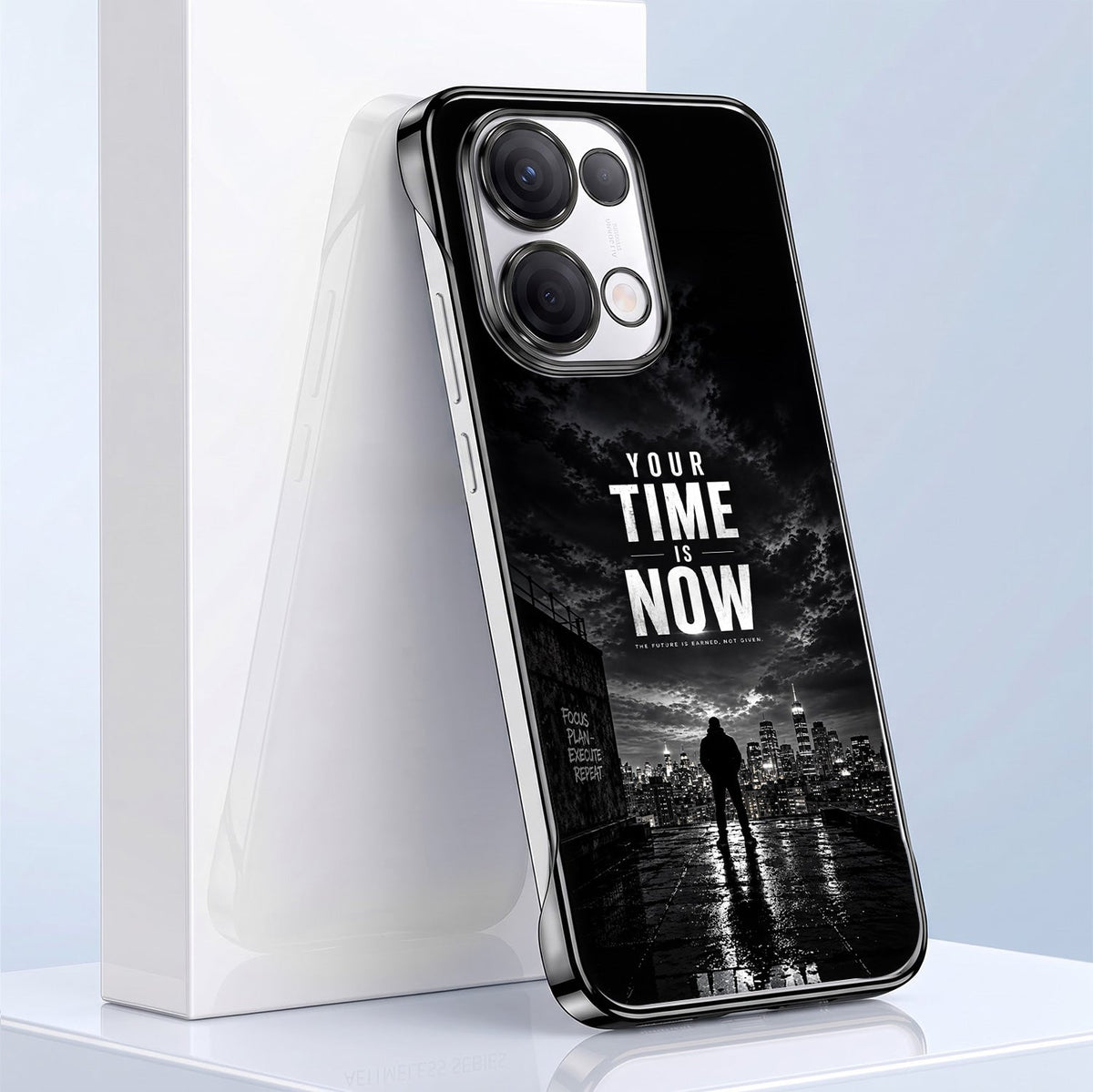 Oppo Reno 13 5G Your Time Black Printed  Frameless Back Case