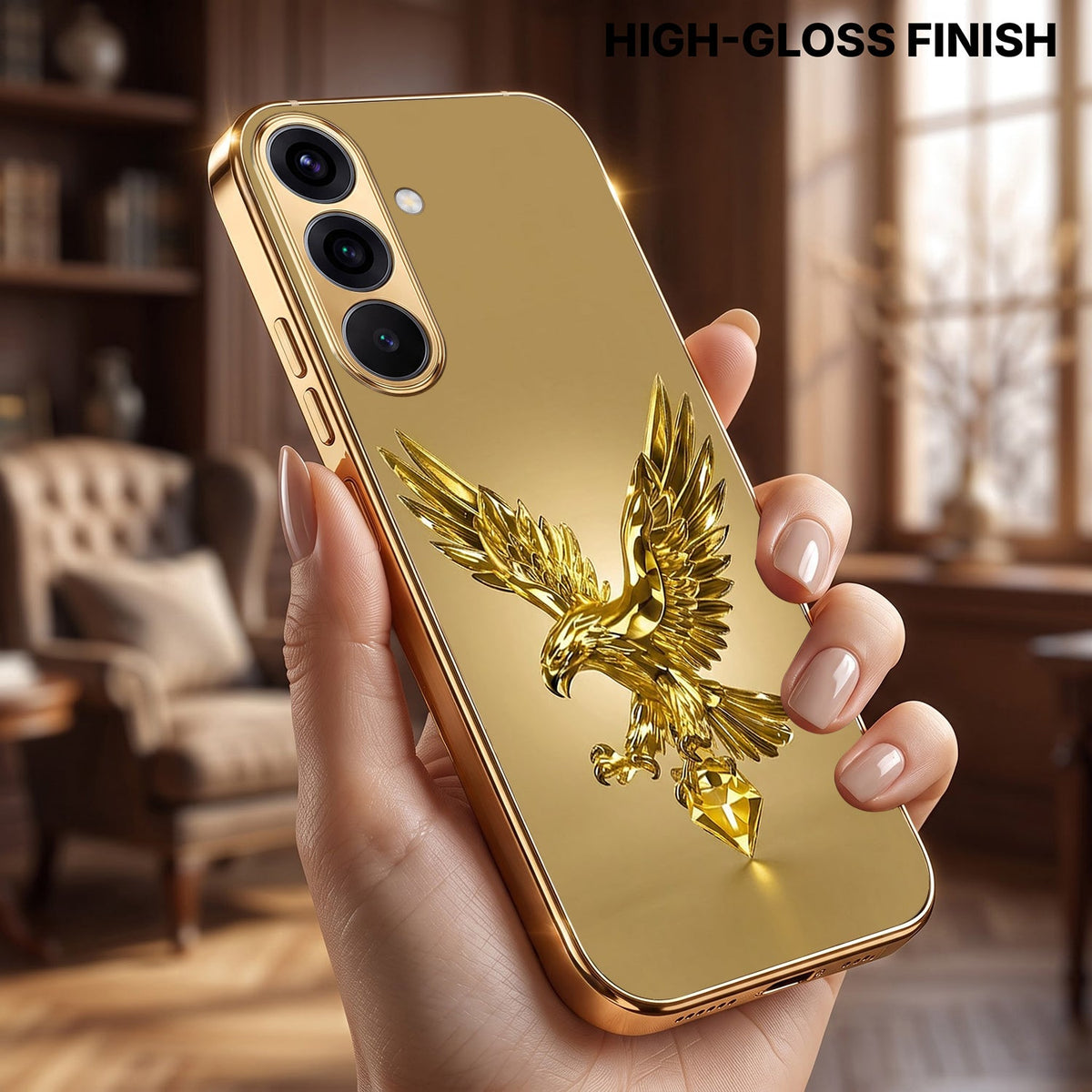 Samsung Galaxy A56 5G Golden Eagle Gold Electroplated Glass Phone Back Case