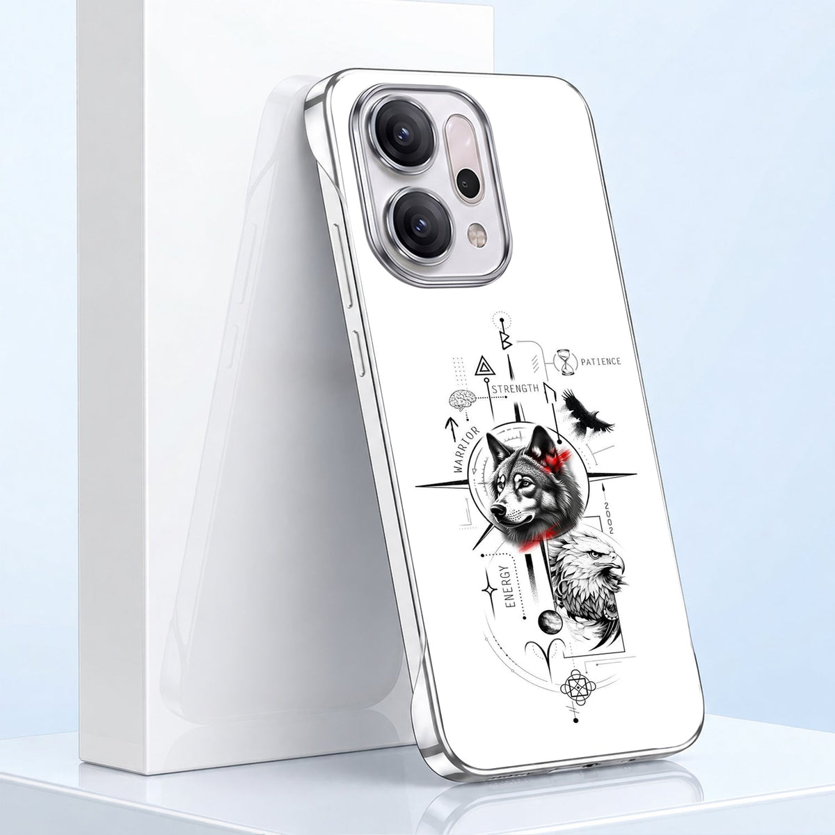 Oppo Reno 14 5G Wild Legacy White Printed  Frameless Back Case