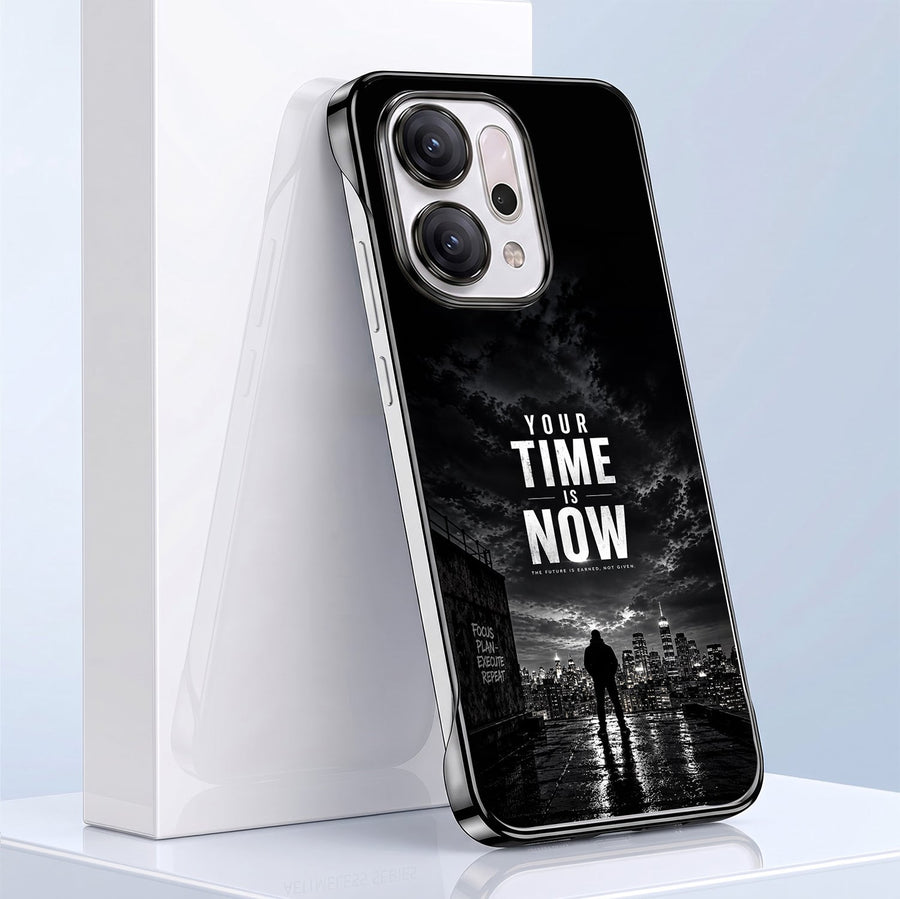 Oppo Reno 14 5G Your Time Black Printed  Frameless Back Case