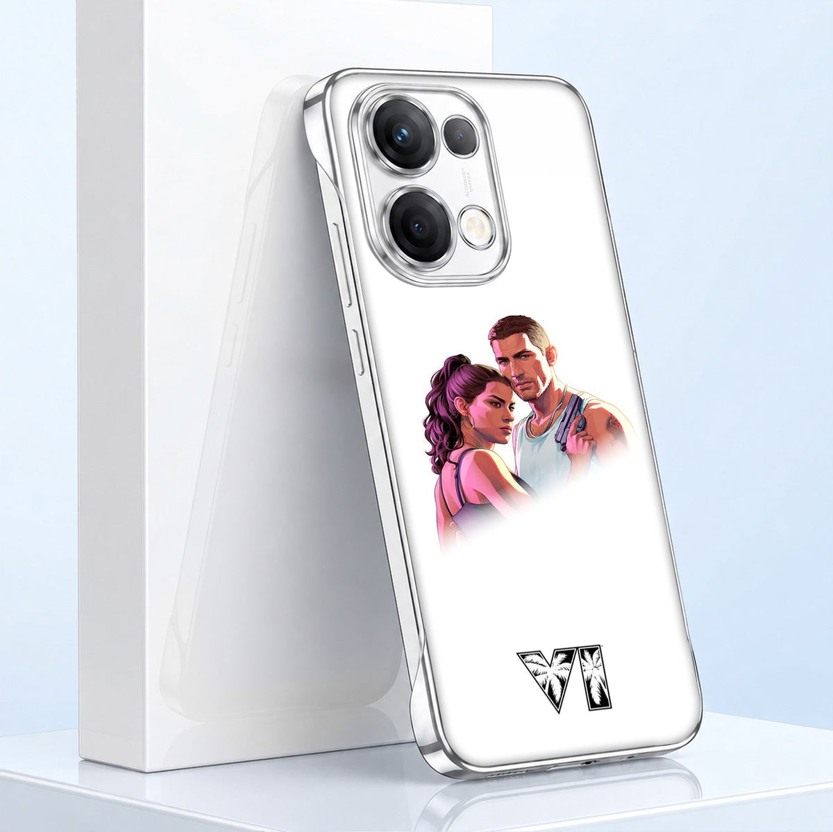 Oppo Reno 13 5G Vibe Shield White Printed  Frameless Back Case