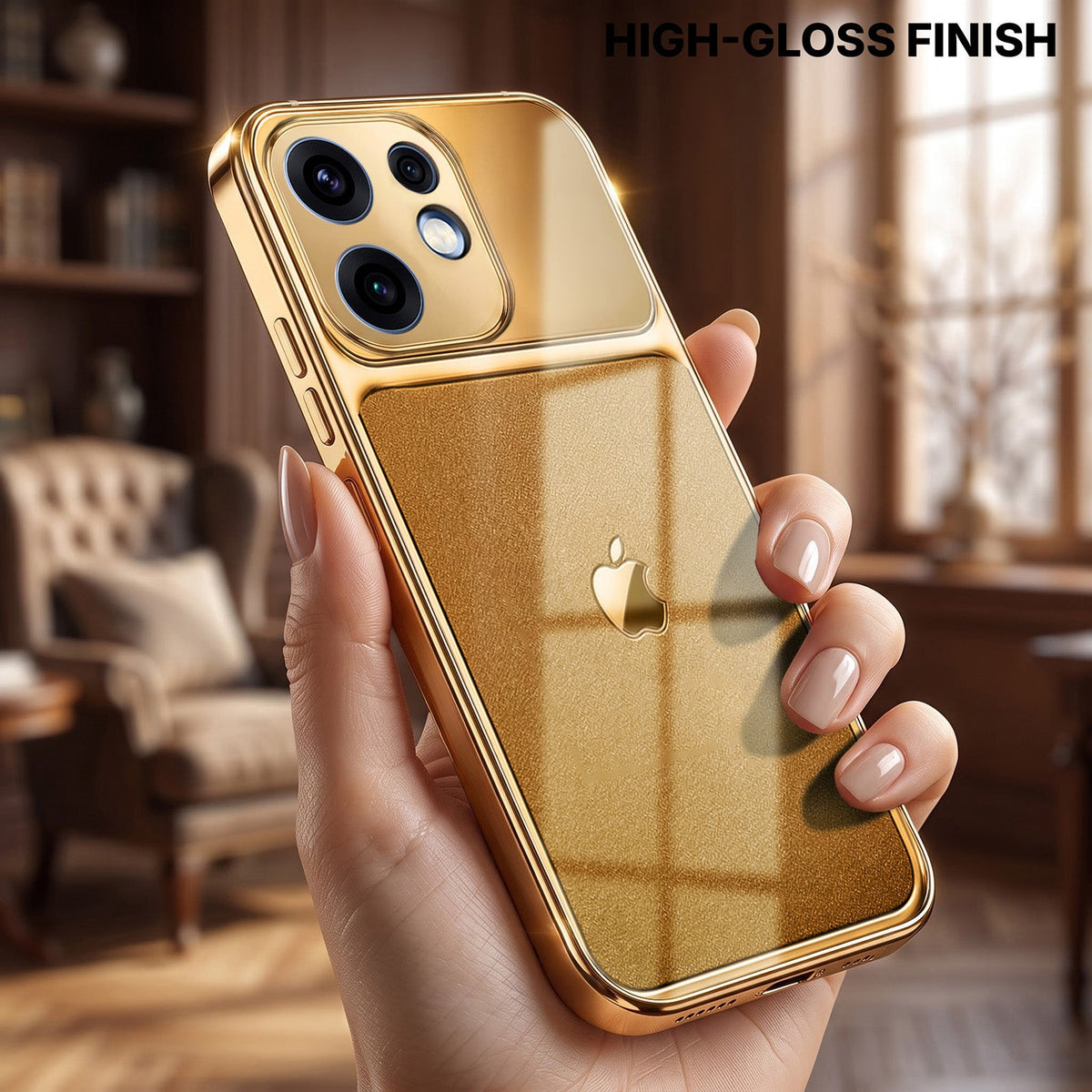 Oppo Reno 16 5G Royal Touch Apple Gold Electroplated Glass Phone Back Case