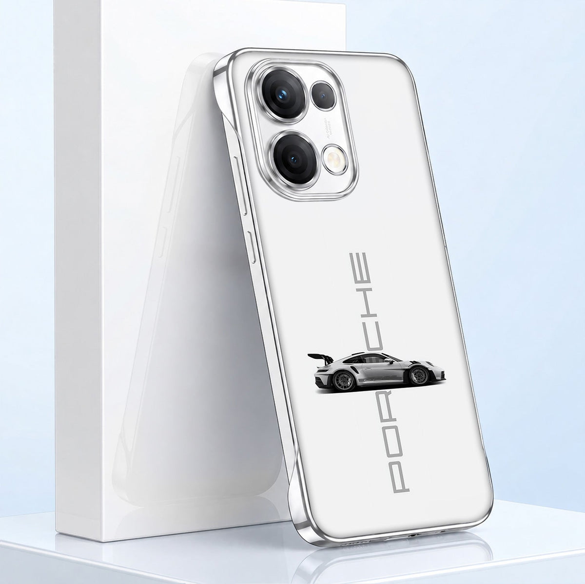 Oppo Reno 13 5G Porsche White Printed  Frameless Back Case