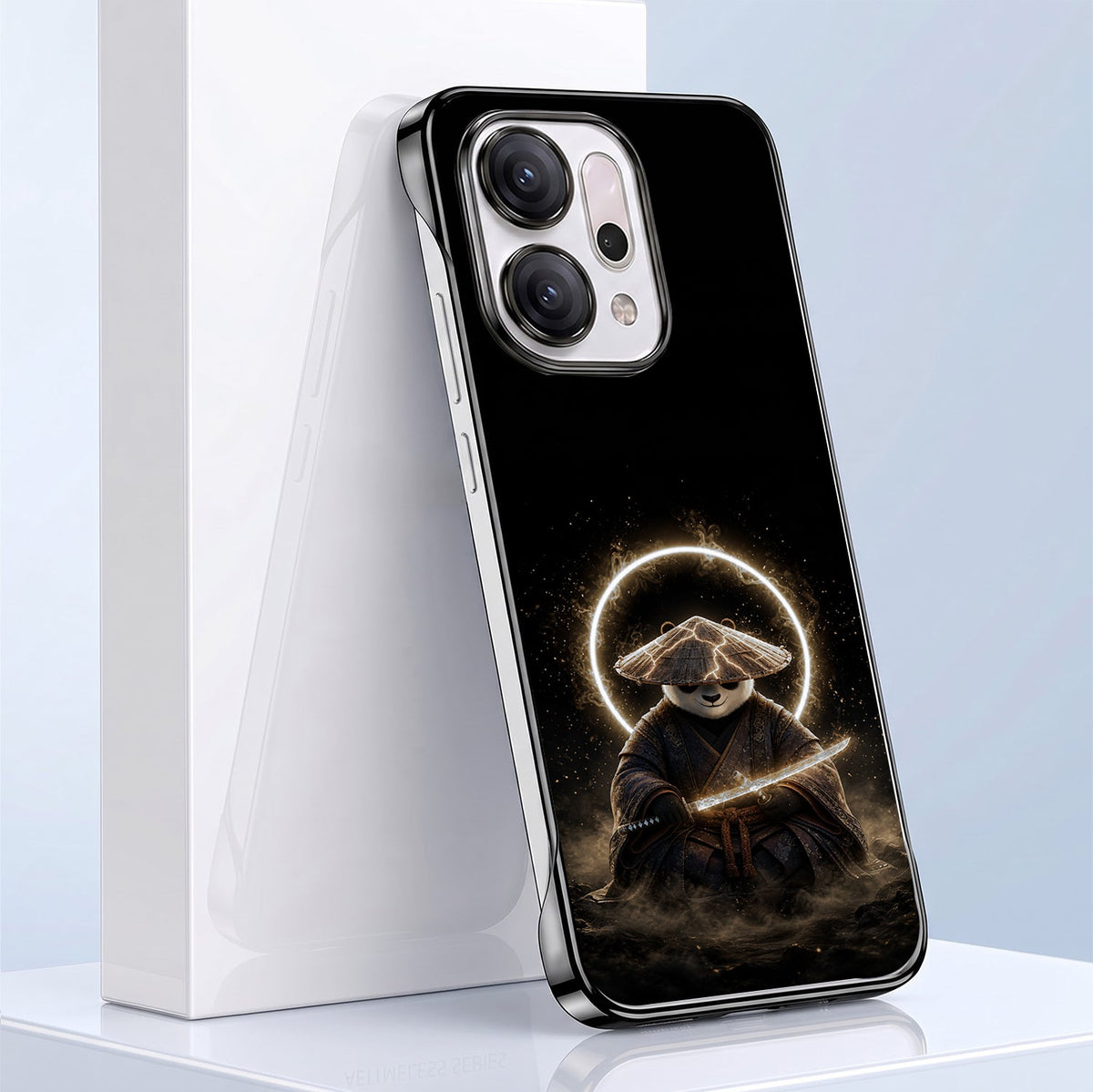Oppo Reno 14 5G Warrior Panda Black Printed  Frameless Back Case