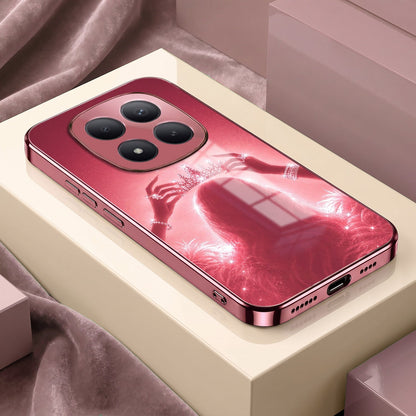 Redmi Note 15 Pro+ 5G Luxury Crown Queen Pink Electroplated Glass Phone Back Case