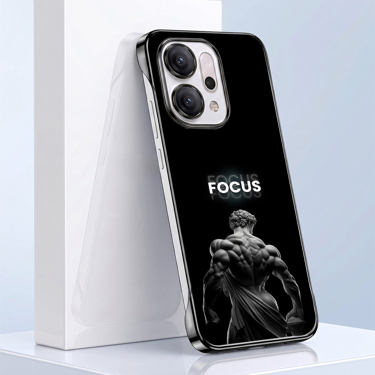 Oppo Reno 14 5G Focus Black Printed  Frameless Back Case