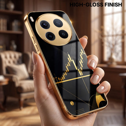 Vivo X300 Pro 5G Trading Candles Gold Electroplated Glass Phone Back Case