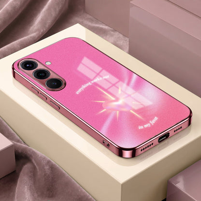 Samsung Galaxy A36 5G Luxury Glowing Heart Pink Electroplated Glass Phone Back Case