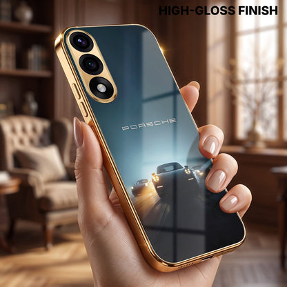 Oneplus Nord 5 5G Porsche Luxury Gold Electroplated Glass Phone Back Case